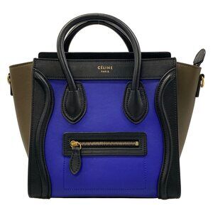 Celine Luggage Nano Shopper Handbag Blue Black Dark Brown